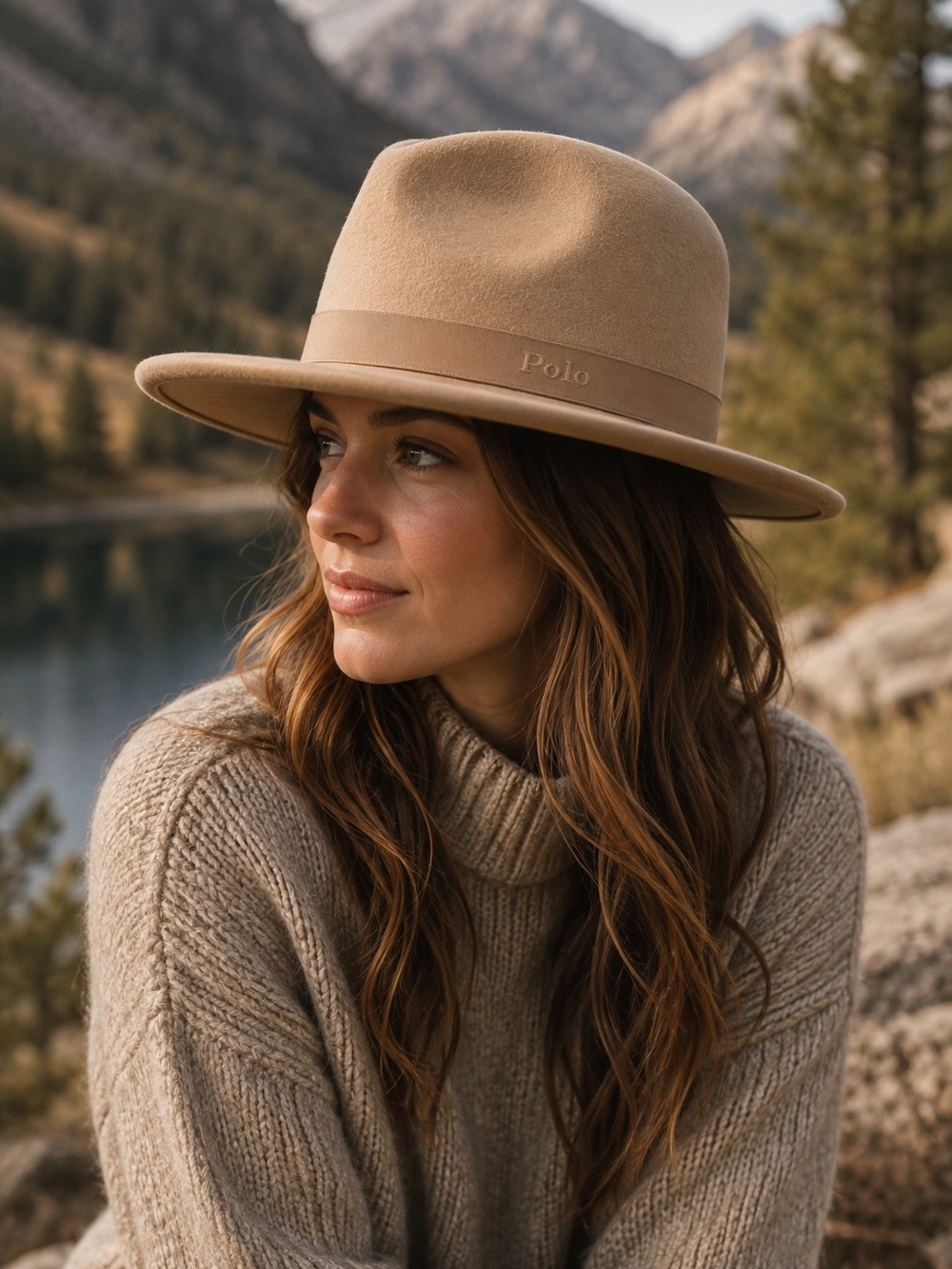 Polo by Ralph Lauren Women's Beige Wide-Brim Wool Fedora Hat